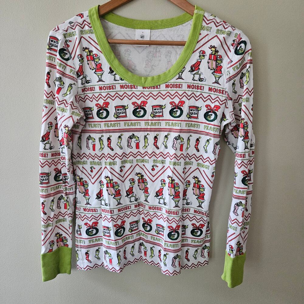 Hanna Andersson Women's Grinch Pajama Top Size Small Organic Christmas